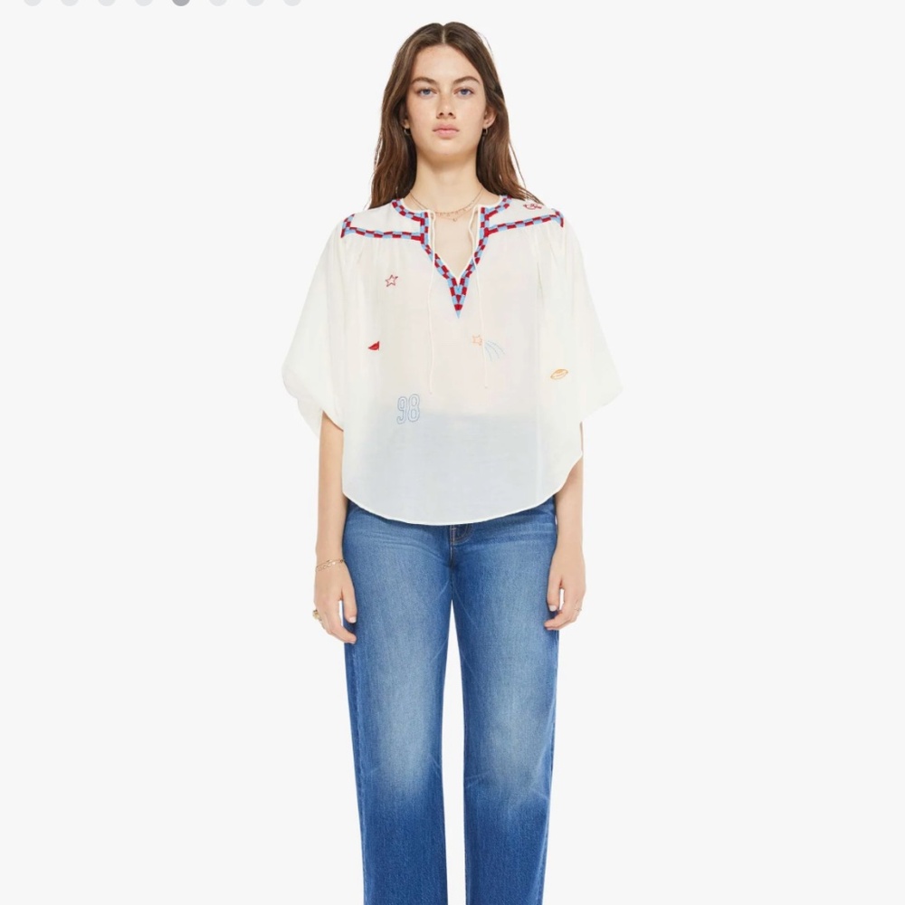 NWOT The Breeze Embroidered Cotton-Blend Voile White Blouse Size Extra Small - Picture 6 of 6